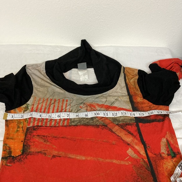 Simply Art by Dolcezza Abstract Tunic Top Womens Size S Cowl Neck Hi Lo Stretch - Picture 6 of 8